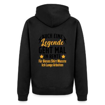Une légende prend sa retraite Un drôle de retraité - Veste à capuche bio Premium Unisexe - noir - Dos - Nico (187cm)