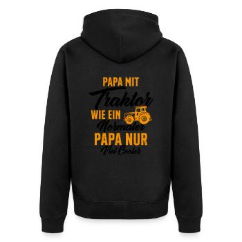 papa nit traktor wie ein normaler - Unisex Premium Bio Zip Hoodie - Schwarz - Hinten - Nico (187cm)