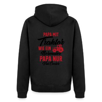 papa nit traktor wie ein normaler - Unisex Premium Bio Zip Hoodie - Schwarz - Hinten - Nico (187cm)