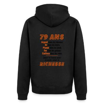 79 Jahre alter Geburtstag Lustige Geschenkidee - Unisex Premium Bio Zip Hoodie - Schwarz - Hinten - Nico (187cm)