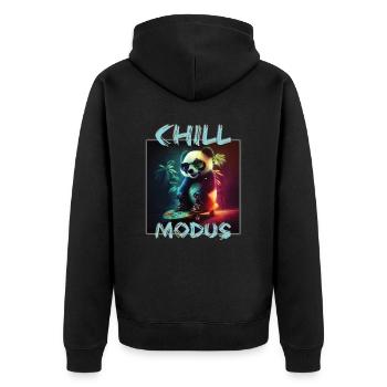 Panda Chill Modus Lustiger Pandabär Spruch - Unisex Premium Bio Zip Hoodie - Schwarz - Hinten - Nico (187cm)