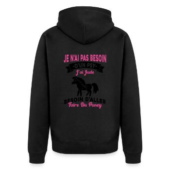 cadeau cheval poney besoin d'aller faire du poney - Veste à capuche bio Premium Unisexe - noir - Dos - Nico (187cm)