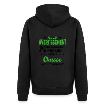 Parler de chasse à tout moment Humour chasseur - Veste à capuche bio Premium Unisexe - noir - Dos - Nico (187cm)