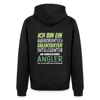 Ich bin ein Außerordentlich Wunderschöner Angler - Unisex Premium Bio Zip Hoodie - Schwarz - Hinten - Nico (187cm)