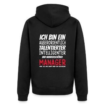 Ich bin ein Außerordentlich Wunderschöner Manager - Unisex Premium Bio Zip Hoodie - Schwarz - Hinten - Nico (187cm)