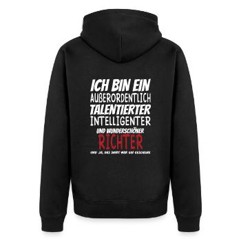 Ich bin ein Außerordentlich Wunderschöner Richter - Unisex Premium Bio Zip Hoodie - Schwarz - Hinten - Nico (187cm)