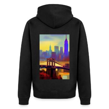 Horizon de la ville de New York - Veste à capuche bio Premium Unisexe - noir - Dos - Nico (187cm)