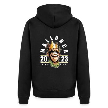 Mallorca 2023 König Affe Party Malle Spruch - Unisex Premium Bio Zip Hoodie - Schwarz - Hinten - Nico (187cm)