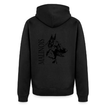 Malinois Portrait Dog Dogs Wilsigns - Unisex Premium Organic Zip Hoodie - black - Back - Nico (187cm)