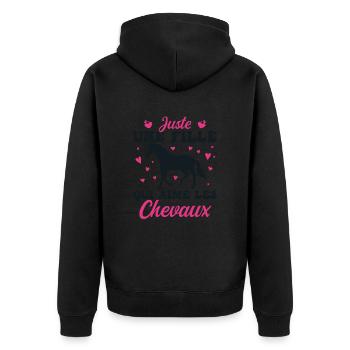 Juste Une Fille Qui Aime Les Cheveux ! - Veste à capuche bio Premium Unisexe - noir - Dos - Nico (187cm)