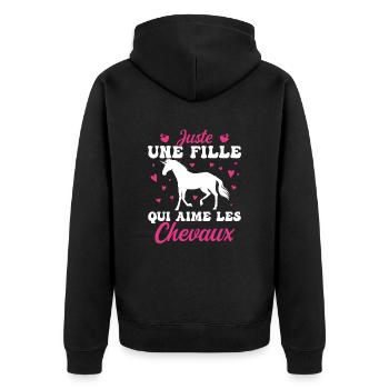 Juste Une Fille Qui Aime Les Cheveux ! - Veste à capuche bio Premium Unisexe - noir - Dos - Nico (187cm)