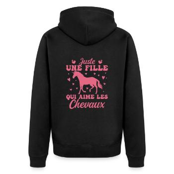 Juste Une Fille Qui Aime Les Cheveux ! - Veste à capuche bio Premium Unisexe - noir - Dos - Nico (187cm)