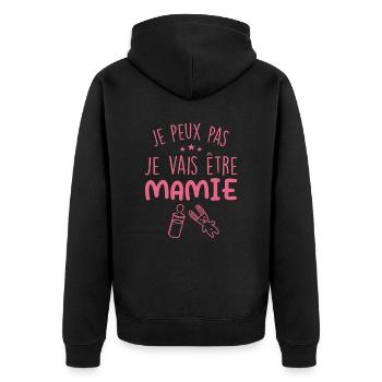 Je Peux Pas, Je Vais Être MAMIE - Veste à capuche bio Premium Unisexe - noir - Dos - Nico (187cm)