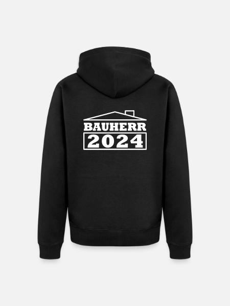 Stolzer Bauherr 2024 - Eigenheim Design - Unisex Premium Bio Zip Hoodie - Schwarz