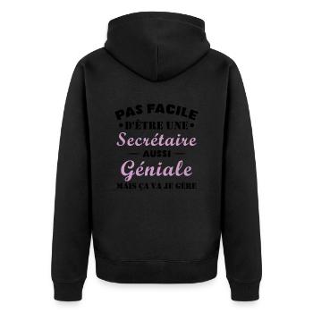 Secrétaire géniale cadeau drôle secrétaire - Veste à capuche bio Premium Unisexe - noir - Dos - Nico (187cm)