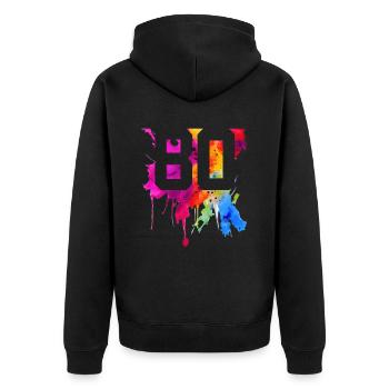 80 JAHRE 80. GEBURTSTAG - Unisex Premium Bio Zip Hoodie - Schwarz - Hinten - Nico (187cm)