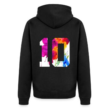 NUMMER 10 JAHRE ALT 10. GEBURTSTAG - Unisex Premium Bio Zip Hoodie - Schwarz - Hinten - Nico (187cm)