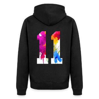 NUMBER 11 YEARS OLD 11TH BIRTHDAY - Unisex Premium Organic Zip Hoodie - black - Back - Nico (187cm)