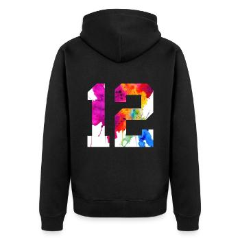 NUMBER 12 YEARS OLD 12TH BIRTHDAY - Unisex Premium Organic Zip Hoodie - black - Back - Nico (187cm)