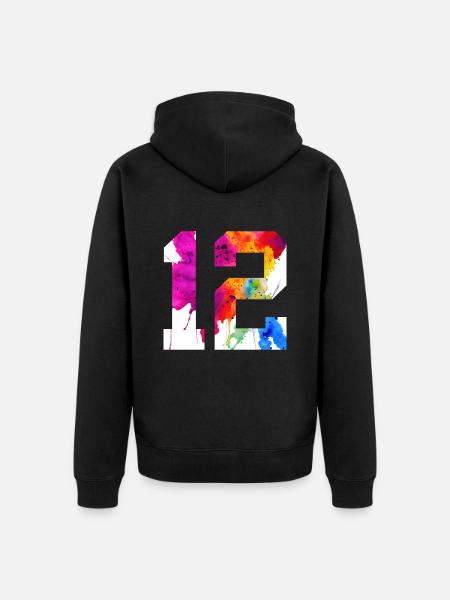 NUMÉRO 12 ANS 12E ANNIVERSAIRE - Veste à capuche bio Premium Unisexe - noir
