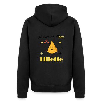 I'm the tiflette star - Unisex Premium Organic Zip Hoodie - black - Back - Nico (187cm)