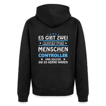 Controller Gift - Two Types of... Design - Unisex Premium Organic Zip Hoodie - black - Back - Nico (187cm)