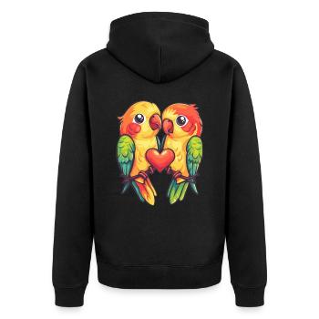 Perroquet Couple Amour Couple Amoureux - Veste à capuche bio Premium Unisexe - noir - Dos - Nico (187cm)