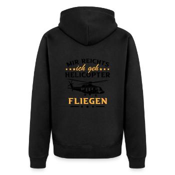 Mir reichts ich geh Helicopter - Unisex Premium Bio Zip Hoodie - Schwarz - Hinten - Nico (187cm)