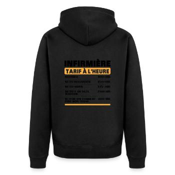 Infirmière Tarif à L'heure idée Cadeau Humour - Veste à capuche bio Premium Unisexe - noir - Dos - Nico (187cm)
