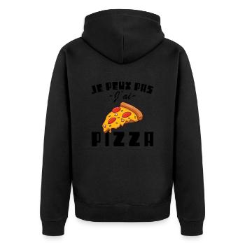 I can't I have pizza - Unisex Premium Organic Zip Hoodie - black - Back - Nico (187cm)
