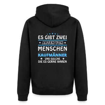 Cadeau Marchands - Deux Types de... Concevoir - Veste à capuche bio Premium Unisexe - noir - Dos - Nico (187cm)