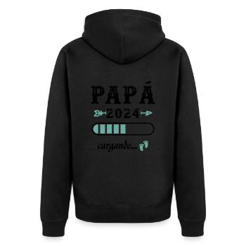Papa 2024 Loading Geschenk Zukunft Vater - Unisex Premium Bio Zip Hoodie - Schwarz - Hinten - Nico (187cm)