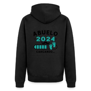 Opa 2024 Wird geladen - Unisex Premium Bio Zip Hoodie - Schwarz - Hinten - Nico (187cm)