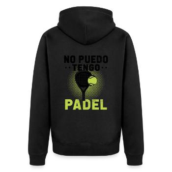 Ich kann Padel Gift Padelist nicht haben - Unisex Premium Bio Zip Hoodie - Schwarz - Hinten - Nico (187cm)