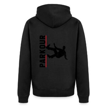 Parkour Free Runner Free Running - Unisex Premium Organic Zip Hoodie - black - Back - Nico (187cm)
