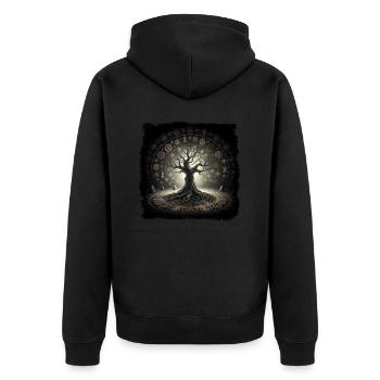 Slavic World Tree | Tree of Life | Yggdrasil - Unisex Premium Organic Zip Hoodie - black - Back - Nico (187cm)