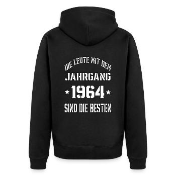 Die Leute mit dem Jahrgang 1964 - Unisex Premium Bio Zip Hoodie - Schwarz - Hinten - Nico (187cm)