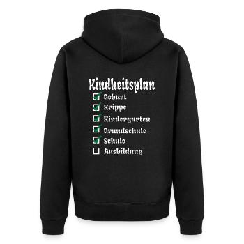 Ausbildung Kind Schule Schulabschluss Erwachsen - Unisex Premium Bio Zip Hoodie - Schwarz - Hinten - Nico (187cm)