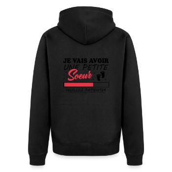 Je vais avoir une petite sœur - Veste à capuche bio Premium Unisexe - noir - Dos - Nico (187cm)