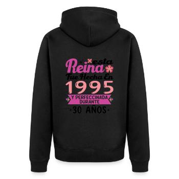 30 Jahre Geburtstagsgeschenk Frau aus dem Jahr 1995 - Unisex Premium Bio Zip Hoodie - Schwarz - Hinten - Nico (187cm)