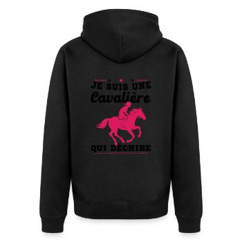 Ich bin ein Reiter, der Geschenke zerreißt - Unisex Premium Bio Zip Hoodie - Schwarz - Hinten - Nico (187cm)