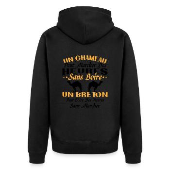 Breton can drink for hours without walking - Unisex Premium Organic Zip Hoodie - black - Back - Nico (187cm)