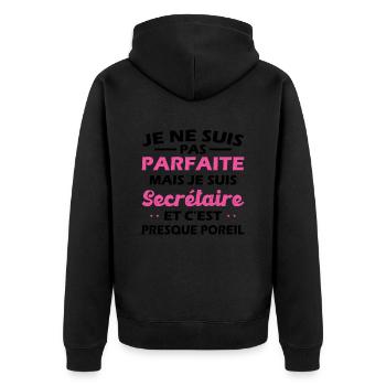Pas Parfaite mais Je suis Secrétaire Femme Cadeau - Veste à capuche bio Premium Unisexe - noir - Dos - Nico (187cm)