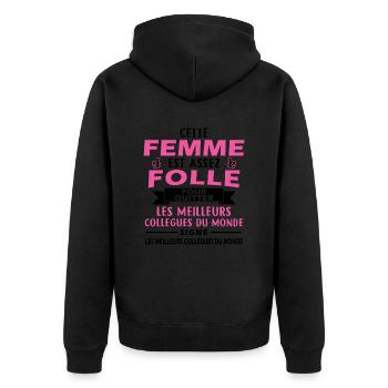 Mad Woman verlässt Kollegen - Unisex Premium Bio Zip Hoodie - Schwarz - Hinten - Nico (187cm)