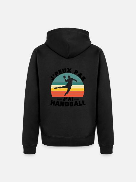 Ich kann nicht Handball haben - Unisex Premium Bio Zip Hoodie - Schwarz
