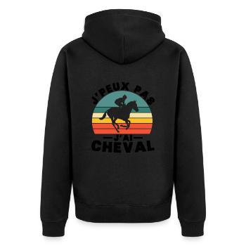 Je peux pas j ai Cheval Humour cadeau - Veste à capuche bio Premium Unisexe - noir - Dos - Nico (187cm)