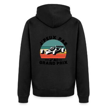 Ich kann nicht, ich habe einen tollen Preis - Unisex Premium Bio Zip Hoodie - Schwarz - Hinten - Nico (187cm)