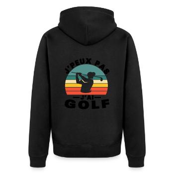 Ich kann kein Golf-Humor-Geschenk haben - Unisex Premium Bio Zip Hoodie - Schwarz - Hinten - Nico (187cm)