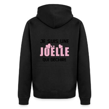 Cadeau Femme Prénom Joëlle Qui Déchire - Veste à capuche bio Premium Unisexe - noir - Dos - Nico (187cm)