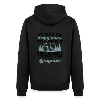 Je suis un papy ours grognon cadeau humour papy - Veste à capuche bio Premium Unisexe - noir - Dos - Nico (187cm)